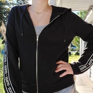 Guess women's black zip up hoodie